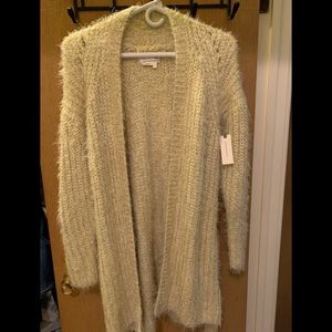 Anthropologie Cream Fuzzy Cardigan